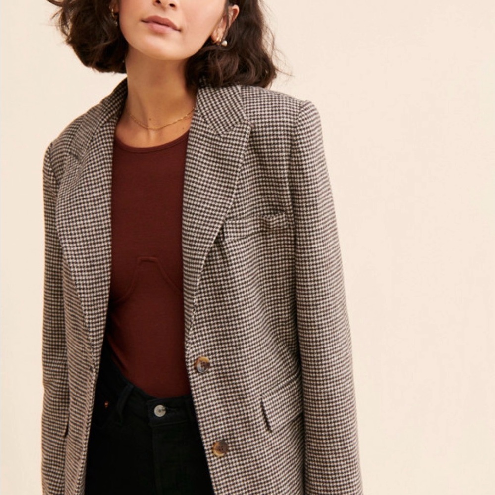 Astr Pauline Houndstooth Blazer | Size Large |